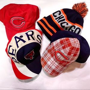Chicago Bears 4 assorted hats all ones size hats